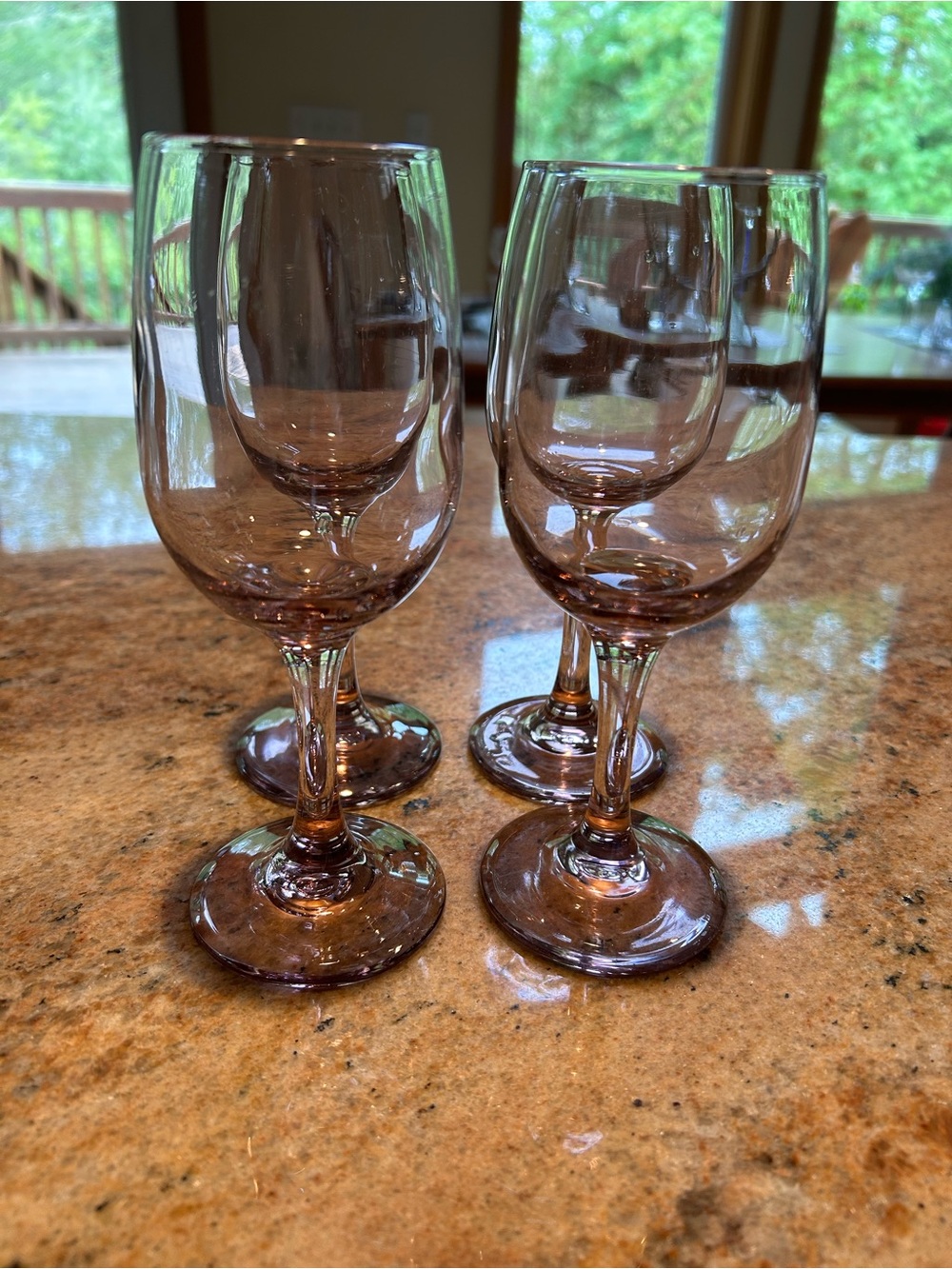 Libby Glass “Premier Plum” Set of 4 Wine Glass Set w/Plum Stems 7.25”H Vintage
